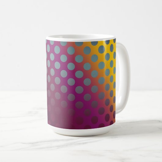 Ombre Passion Fruit Polka Dots Maroon Gelb Aquamar Kaffeetasse (VorderseiteRechts)