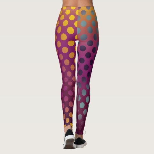 Ombre Passion Fruit Polka Dots Maroon Gelb Aquamar Leggings (Rückseite)
