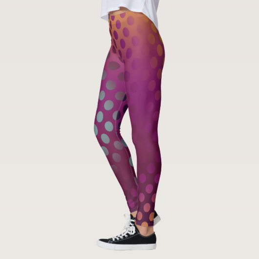 Ombre Passion Fruit Polka Dots Maroon Gelb Aquamar Leggings (Links)