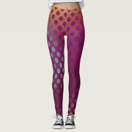 Ombre Passion Fruit Polka Dots Maroon Gelb Aquamar Leggings
