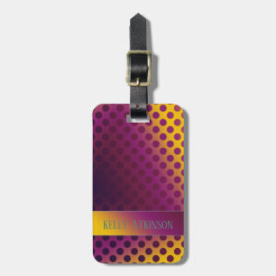 Ombre Passion Fruit Polka Dots mit Namen Gepäckanhänger