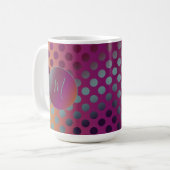 Ombre Passion Fruit Polka Dots Monogram Kaffeetasse (Vorderseite Links)