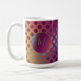 Ombre Passion Fruit Polka Dots Monogram Kaffeetasse