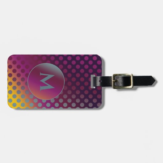 Ombre Passion Fruit Polka Dots, Monogramm Gepäckanhänger (Vorderseite horizontal)