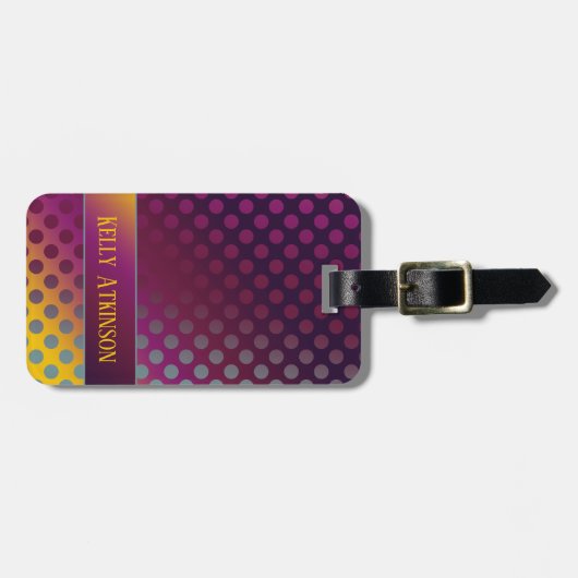 Ombre Passion Fruit Polka Dots Personalisiert Gepäckanhänger (Vorderseite horizontal)