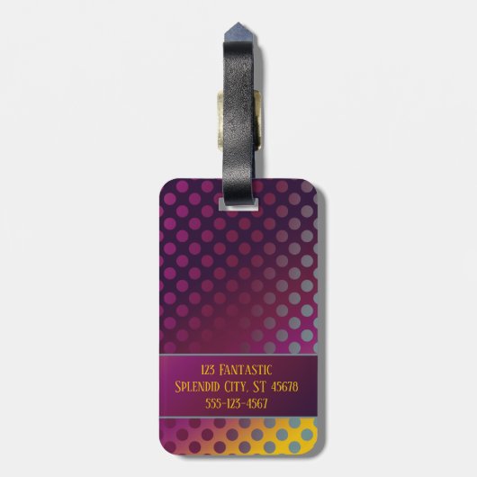 Ombre Passion Fruit Polka Dots Personalisiert Gepäckanhänger (Rückseite vertikal)