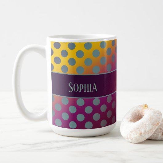 Ombre Passion Fruit Polka Dots Personalisiert Kaffeetasse (Mit Donut)