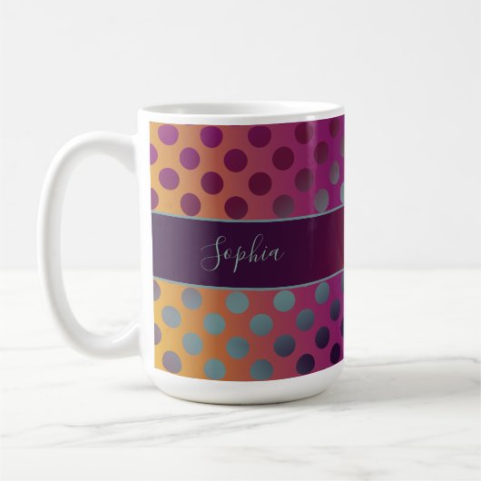 Ombre Passion Fruit Polka Dots Personalisiert Kaffeetasse (Links)