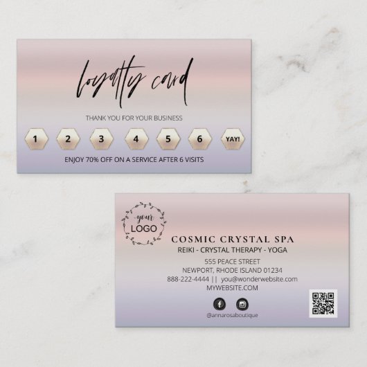 *~* Ombre Pastel Danke, dass Sie QR LOGO belohnt h Treuekarte (Vorne/Hinten)