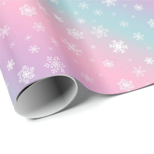 Ombre Pastel Gradient Snowflake Weihnachtsfeiertag Geschenkpapier (Rolleneckpunkt)