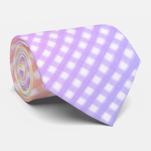 "Ombre Pastel Rainbow Gingham Karo" Neck Tie Krawatte (Gerollt)