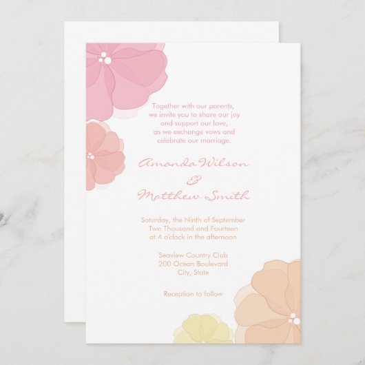 Ombre Pastellblumenhochzeits-Einladungen Einladung (Vorne/Hinten)