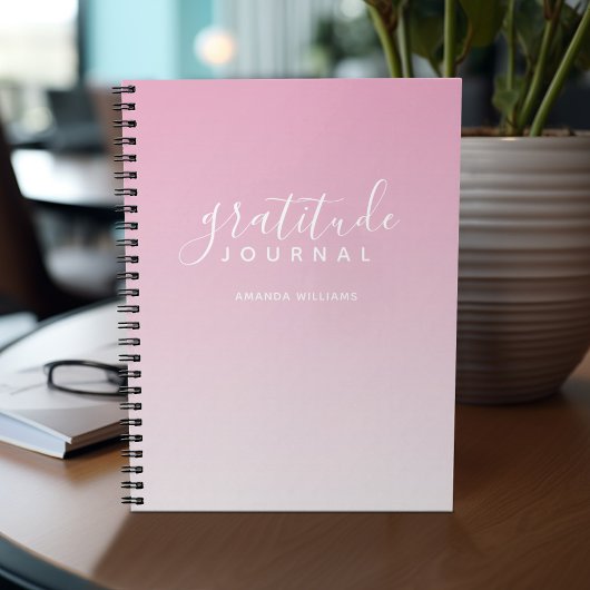 Ombre Pattern Gratitude Journal - rosa und weiß Notizblock