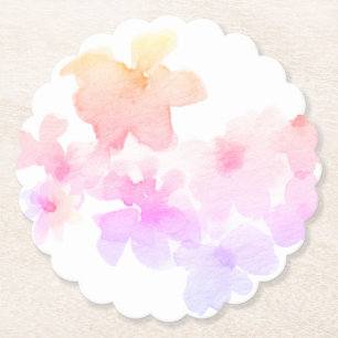 *~* Ombre Peach Pink Floral Soft Wasserfarbe Untersetzer