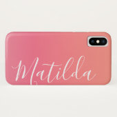 Ombre Peach Pink Personalisiert Name Case-Mate iPhone Hülle (Rückseite (Horizontal))