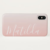 Ombre Peach Pink Schlichter Personalisierter Name Case-Mate iPhone Hülle (Rückseite (Horizontal))