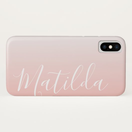 Ombre Peach Pink Schlichter Personalisierter Name Case-Mate iPhone Hülle (Rückseite (Horizontal))