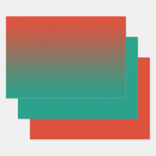 Ombre Peach to aquamarines Design Geschenkpapier Set