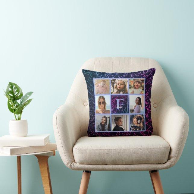 Ombre Periwinkle Foto Collage Throw Kissen (Stuhl )
