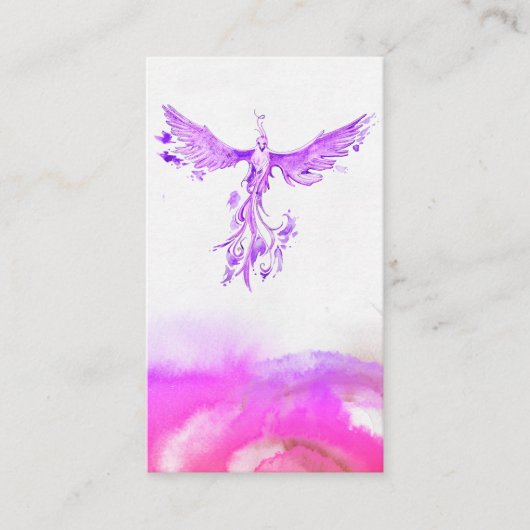 *~* Ombre Pfirsich Pink Violet Feathers Phoenix Visitenkarte (Vorderseite)