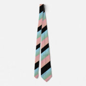 Ombre Pink Blue Green Multi Diagonal Stripes Krawatte (Rückseite)