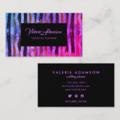 Ombre Pink Blue Stripes Texture Abstract Script Visitenkarte (Vorne/Hinten)