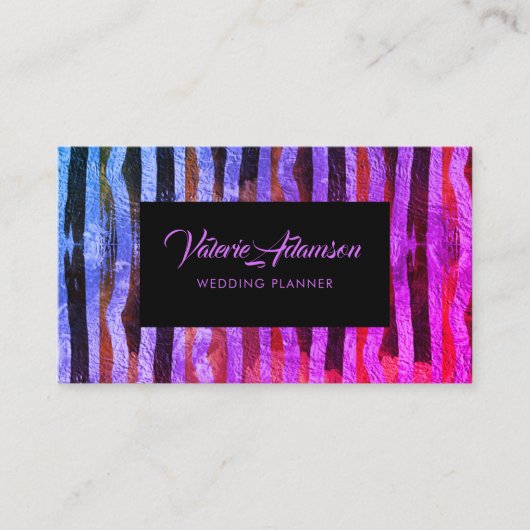 Ombre Pink Blue Stripes Texture Abstract Script Visitenkarte (Vorderseite)