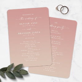 Ombre Pink & Champagne Hochzeitsprogramm Programm