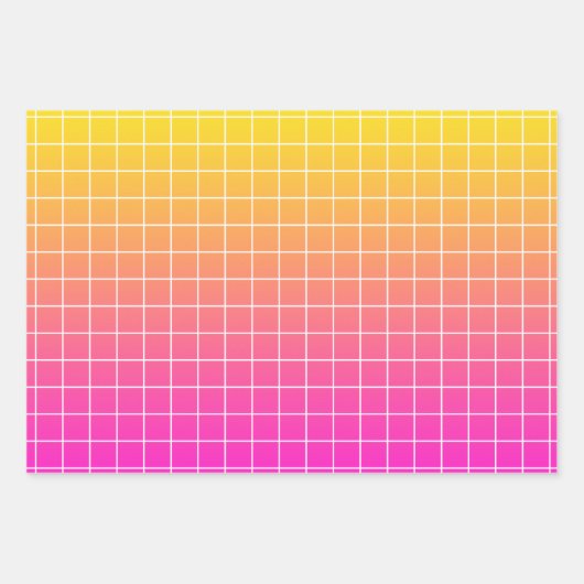 Ombre Pink Gelb-Orangengitter Muster Geschenkpapier Set (Vorderseite 2)