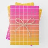 Ombre Pink Gelb-Orangengitter Muster Geschenkpapier Set (Beispiel)