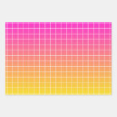 Ombre Pink Gelb-Orangengitter Muster Geschenkpapier Set (Vorderseite)