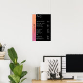 Ombre, Pink, Orange & Black Pricelist Salon Poster (Heimbüro)