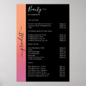Ombre, Pink, Orange & Black Pricelist Salon Poster (Vorne)
