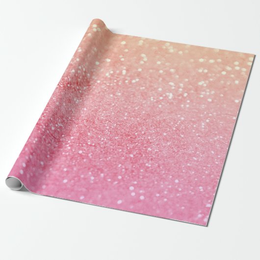 Ombre Pink Peach Glitzer Jeden Anlaß Geschenkpapier (Ungerollt)