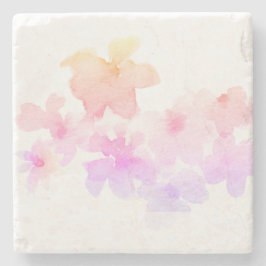 *~* Ombre Pink Pfirsich Floral Soft Watercolor Steinuntersetzer