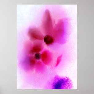 Ombre Pink Purple Zwillingsblumen Malerei Poster