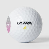 Ombre Pink Silver Glitzer Calligraphy Name Golfball (Logo)