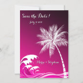 OMBRÉ PINK TROPICAL PALMS Save the Date Magneteinladung (Vorderseite)