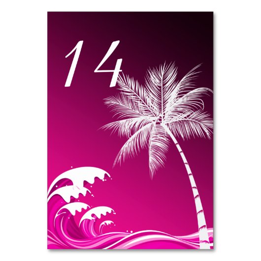 OMBRÉ PINK TROPICAL PALMS Table Card Tischnummer (Rückseite)