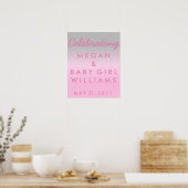 Ombre Pink und Silver Baby Dusche Willkommenspende Poster (Küche)