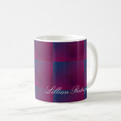 Ombre Pink und Violet Gradient Tile Muster Kaffeetasse (VorderseiteRechts)