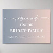 Ombre Pink vorbehaltene Hochzeitssymbol einer Brau Poster (Vorne)