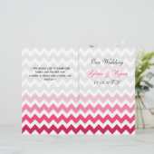 Ombre Pink Zickzack gefaltetes Hochzeitsprogramm (Stehend Vorderseite)