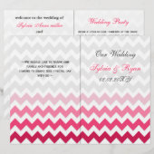 Ombre Pink Zickzack gefaltetes Hochzeitsprogramm (Vorne/Hinten)