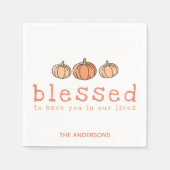 Ombre Pumpkin Personalisierter Erntedank gesegnet Serviette (Vorderseite)