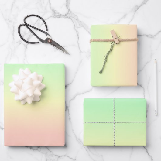 Ombre Rainbow Abstrakt Pastel Pattern Geschenkpapier Set (Vorderseite)
