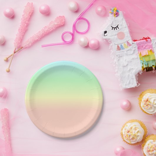 Ombre Rainbow Abstrakt Pastellrosa Muster Pappteller (Party)