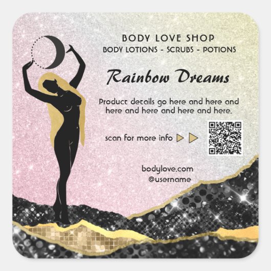 *~* Ombre Rainbow Goddess Intention Zauber AP24 S Quadratischer Aufkleber (Vorderseite)