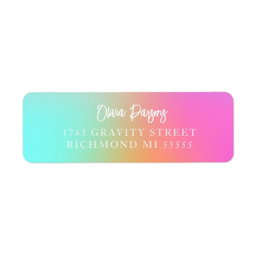 Ombre Rainbow Gradient Lettering Scripting-Adresse (Vorne)