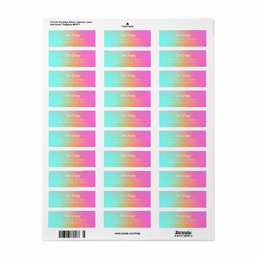 Ombre Rainbow Gradient Lettering Scripting-Adresse (Vorne)